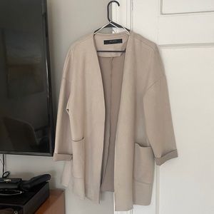 Zara oversized cream suede jacket